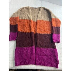 Niccolai Italy Womens Cardigan Sweater Medium Wool Mohair Blend Colorblock